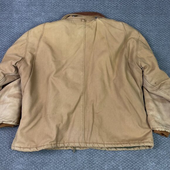 Vintage 90s Dickies Jacket Mens 2XL Tan Detroit Style Workwear Chore Distressed - Picture 4 of 14